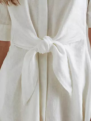 Ralph Lauren Women's Tie Front Shirtdress White Size 4