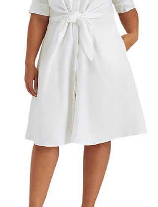 Ralph Lauren Women's Linen Shirtdress White Size 8