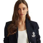 Ralph Lauren Women's Patch Jacquard Blazer Blue Size Large
