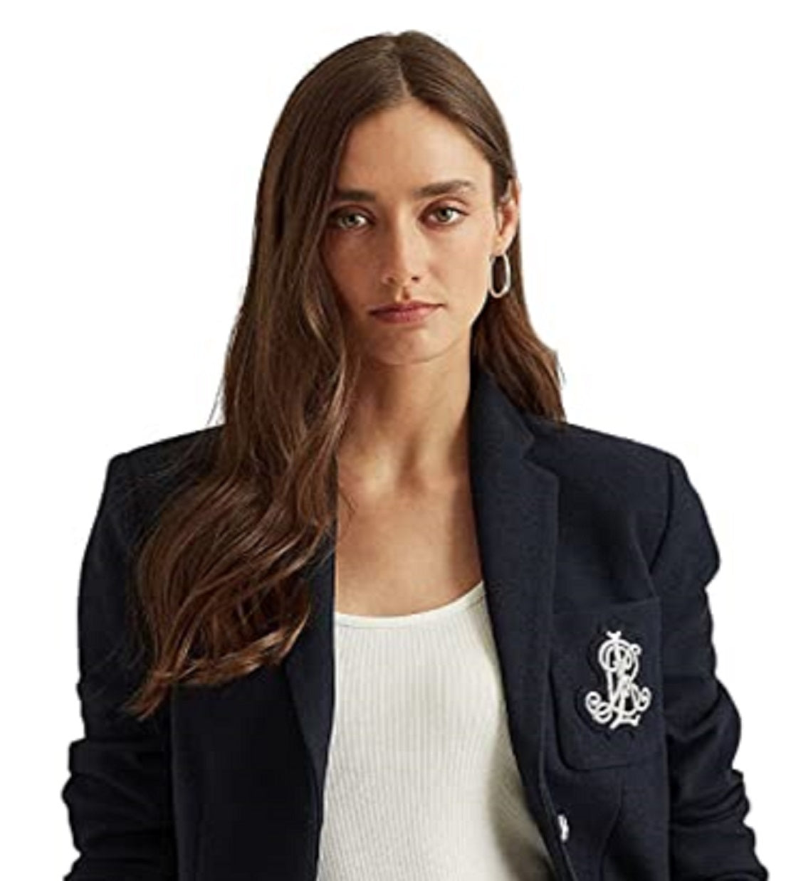 Ralph Lauren Women's Patch Jacquard Blazer Blue Size Large