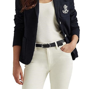 Ralph Lauren Women's Patch Jacquard Blazer Blue Size Medium
