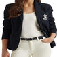 Ralph Lauren Women's Patch Jacquard Blazer Blue Size X-Large