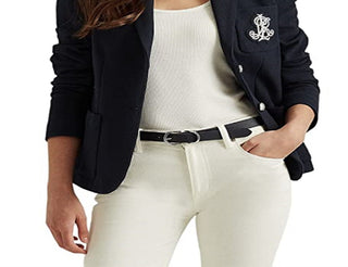 Ralph Lauren Women's Patch Jacquard Blazer Blue Size X-Large