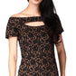 Michael Kors Women's Lace Off The Shoulder Top Brown Size Petite Large