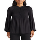 Ralph Lauren Women's Pleated Georgette Blouse Black Size X-Large