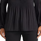 Ralph Lauren Women's Pleated Georgette Blouse Black Size X-Large