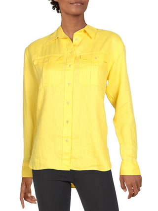 Ralph Lauren Women's Linen Shirt Yellow Size Medium