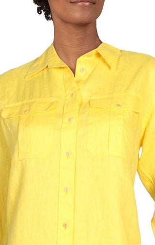 Ralph Lauren Women's Linen Shirt Yellow Size Medium