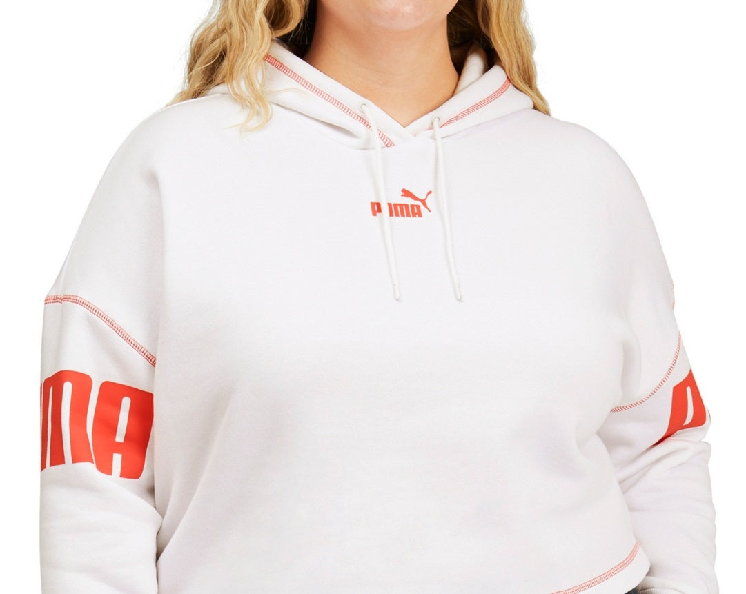 Puma Women's Logo Hoodie White Size 2X