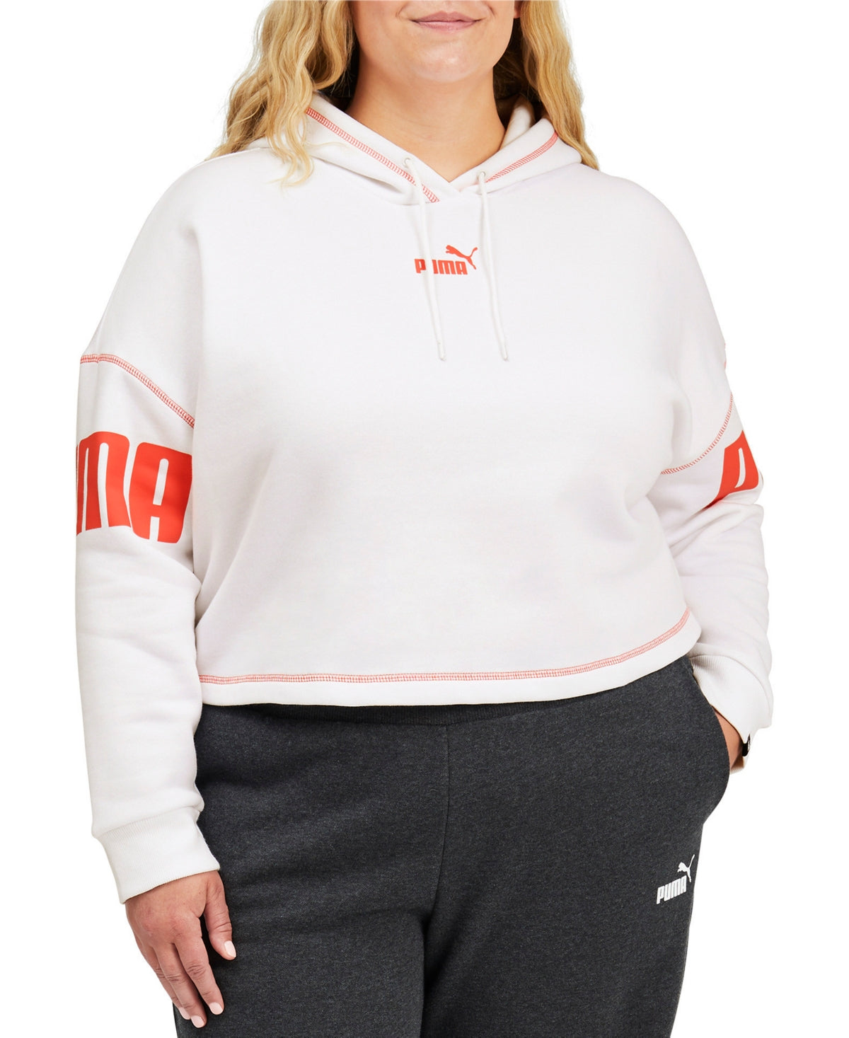 Puma Women's Logo Hoodie White Size 2X
