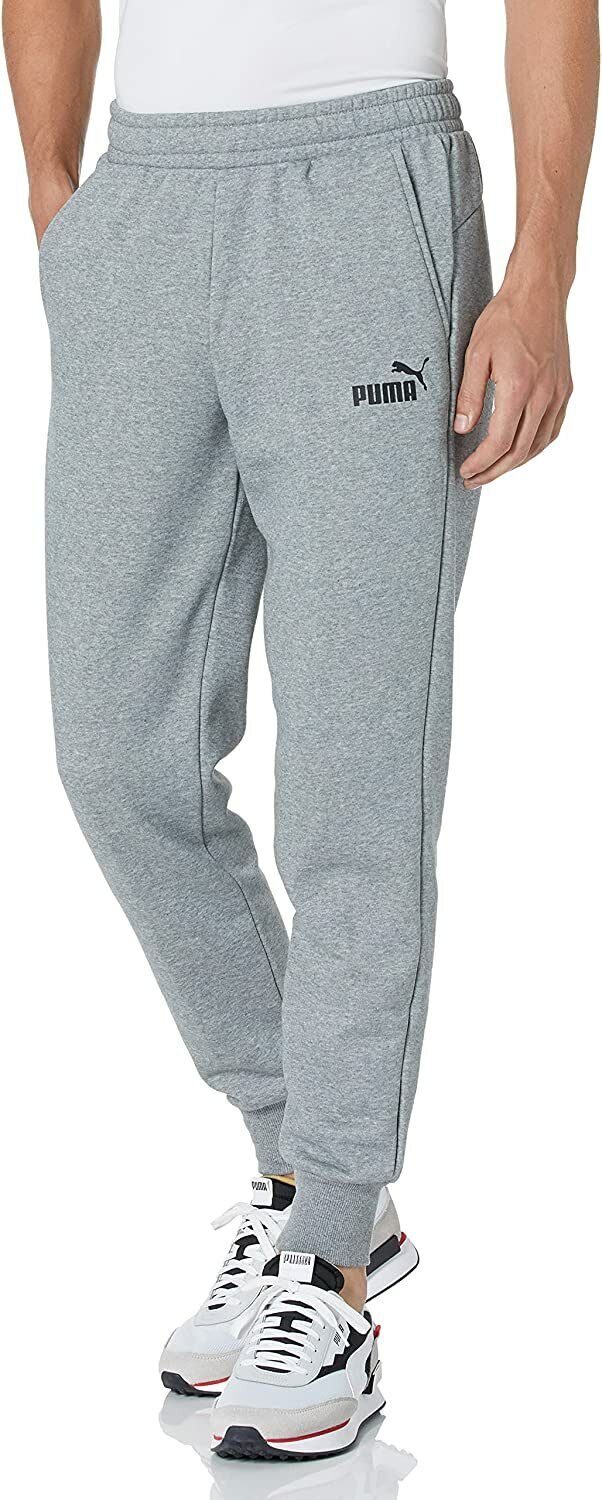 Puma Men's Logo Fleece Joggers Gray Size Medium