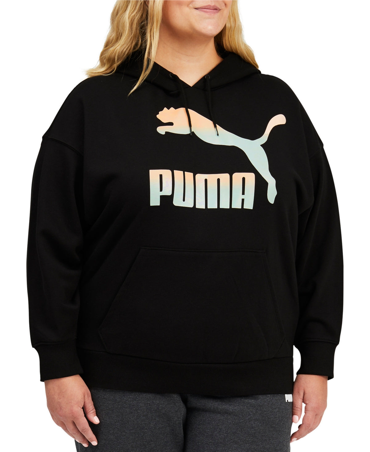 Puma Women's Logo Hoodie Black Size 3X