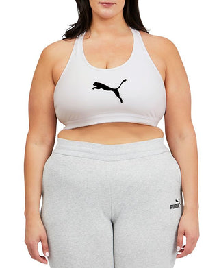 Puma Women's 4Keeps Mid Impact Sports Bra White Size 1X