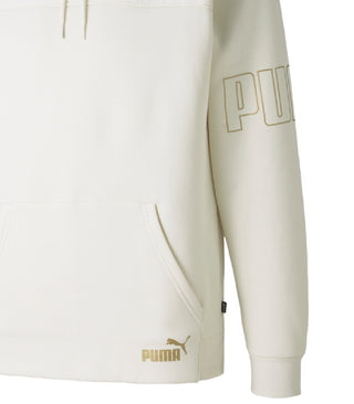 Puma Men's Hybrid Gold Logo Hoodie White Size Medium