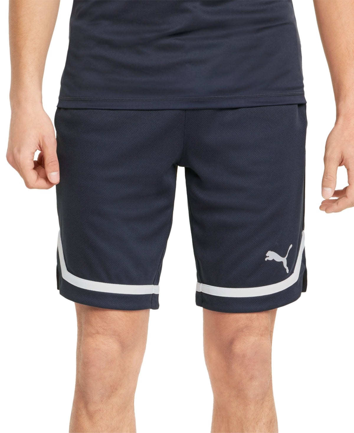 Puma Men's Regular Fit Moisture Wicking Shorts Blue Size Medium
