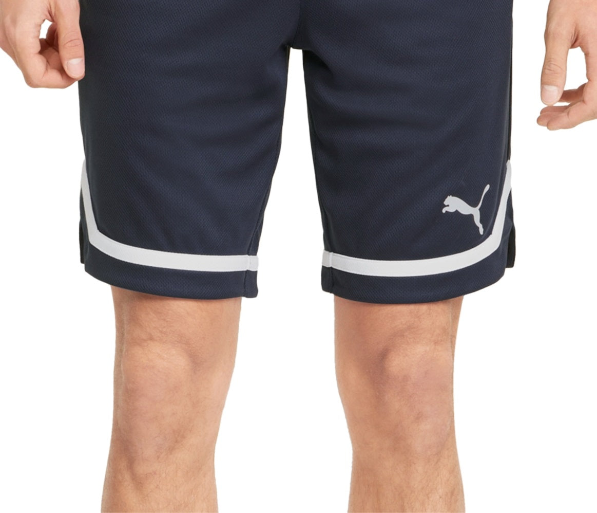 Puma Men's Regular Fit Moisture Wicking Mesh 10 Basketball Shorts Blue Size X-Large
