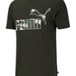 Puma Men's Printed Logo T-Shirt Green Size Small