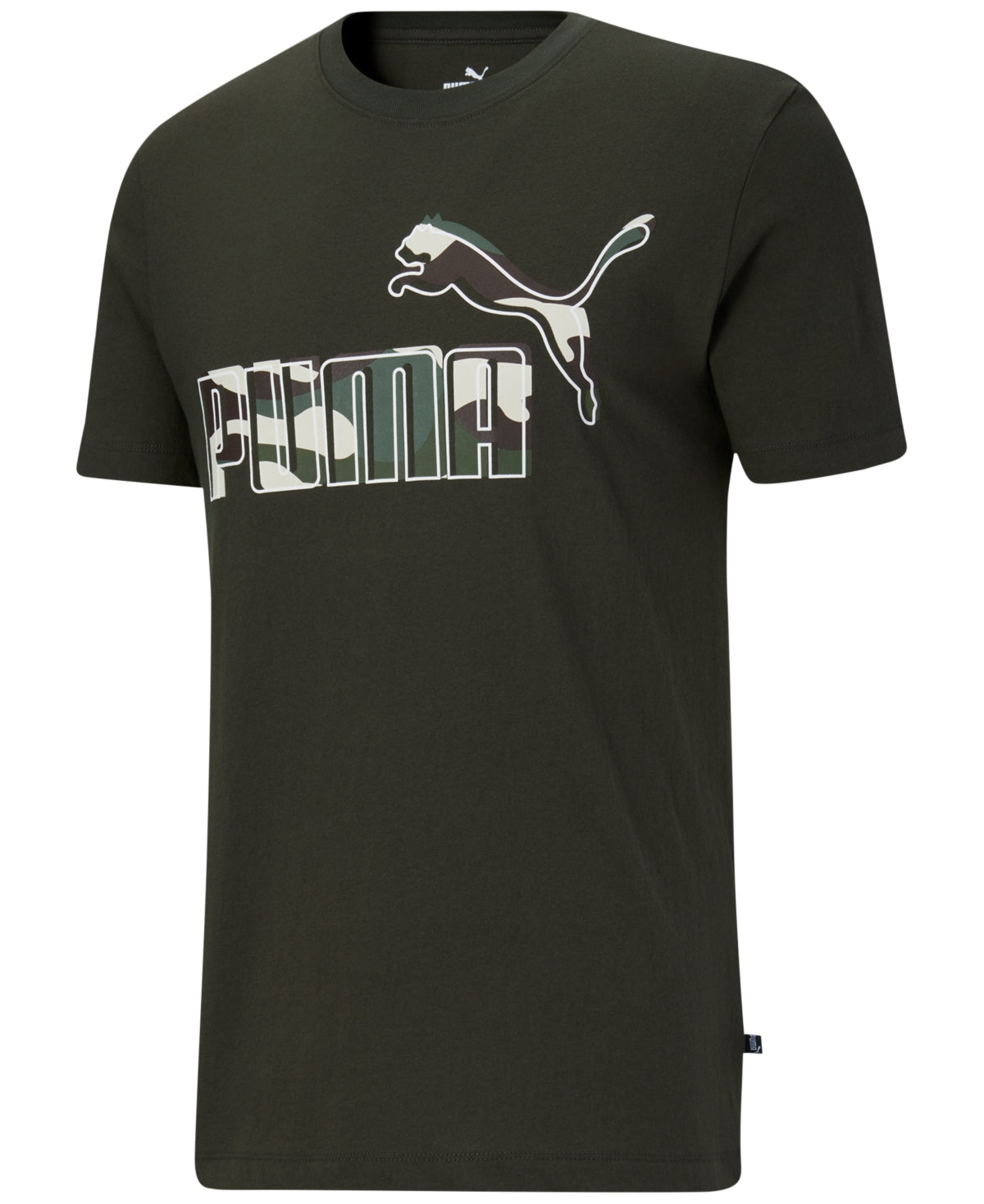 Puma Men's Printed Logo T-Shirt Green Size Small