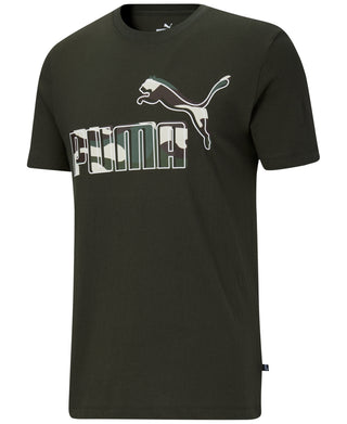 Puma Men's Printed Logo T-Shirt Green Size Small
