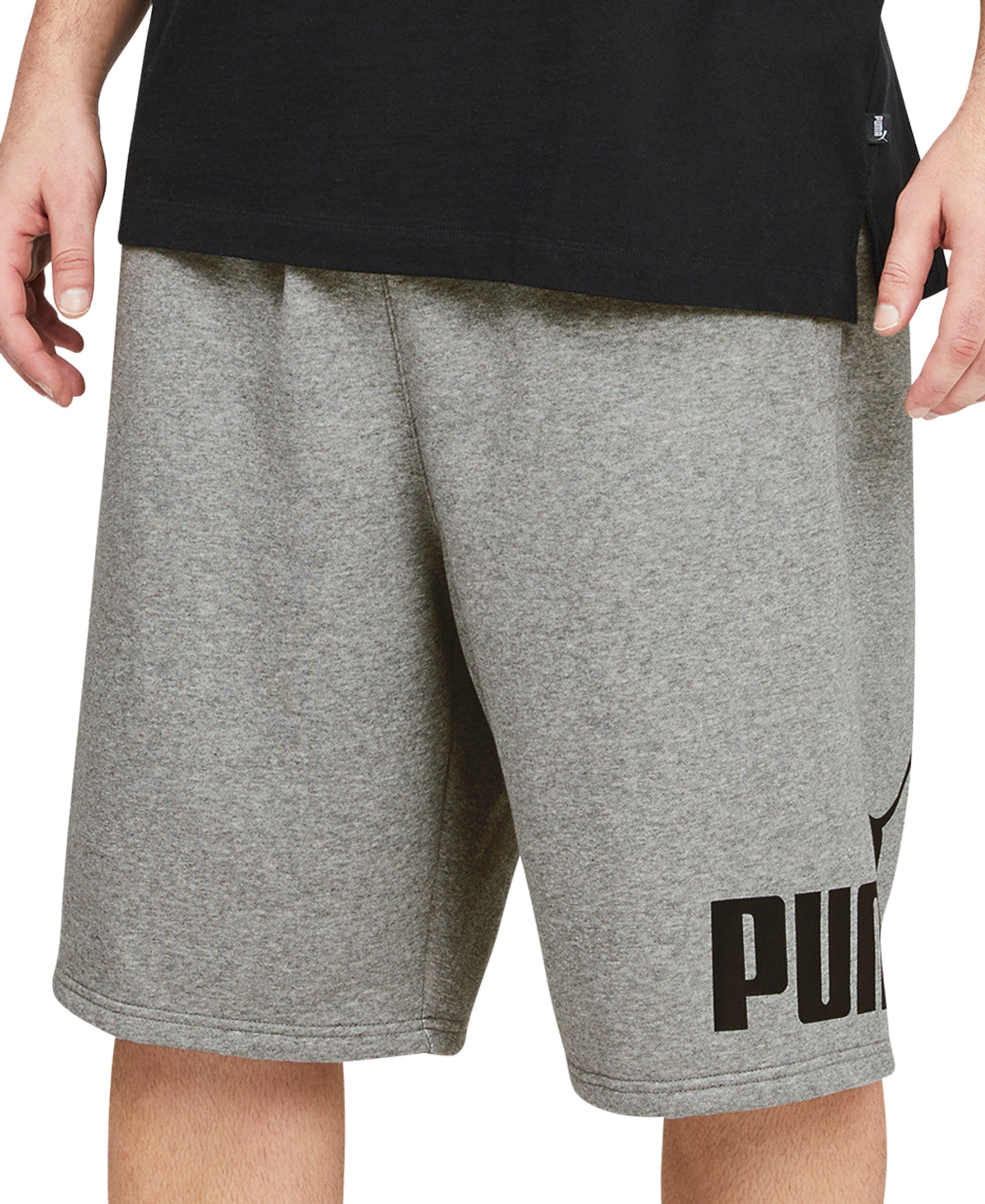 Puma Men's Big Logo Fleece Shorts Gray Size 15.5