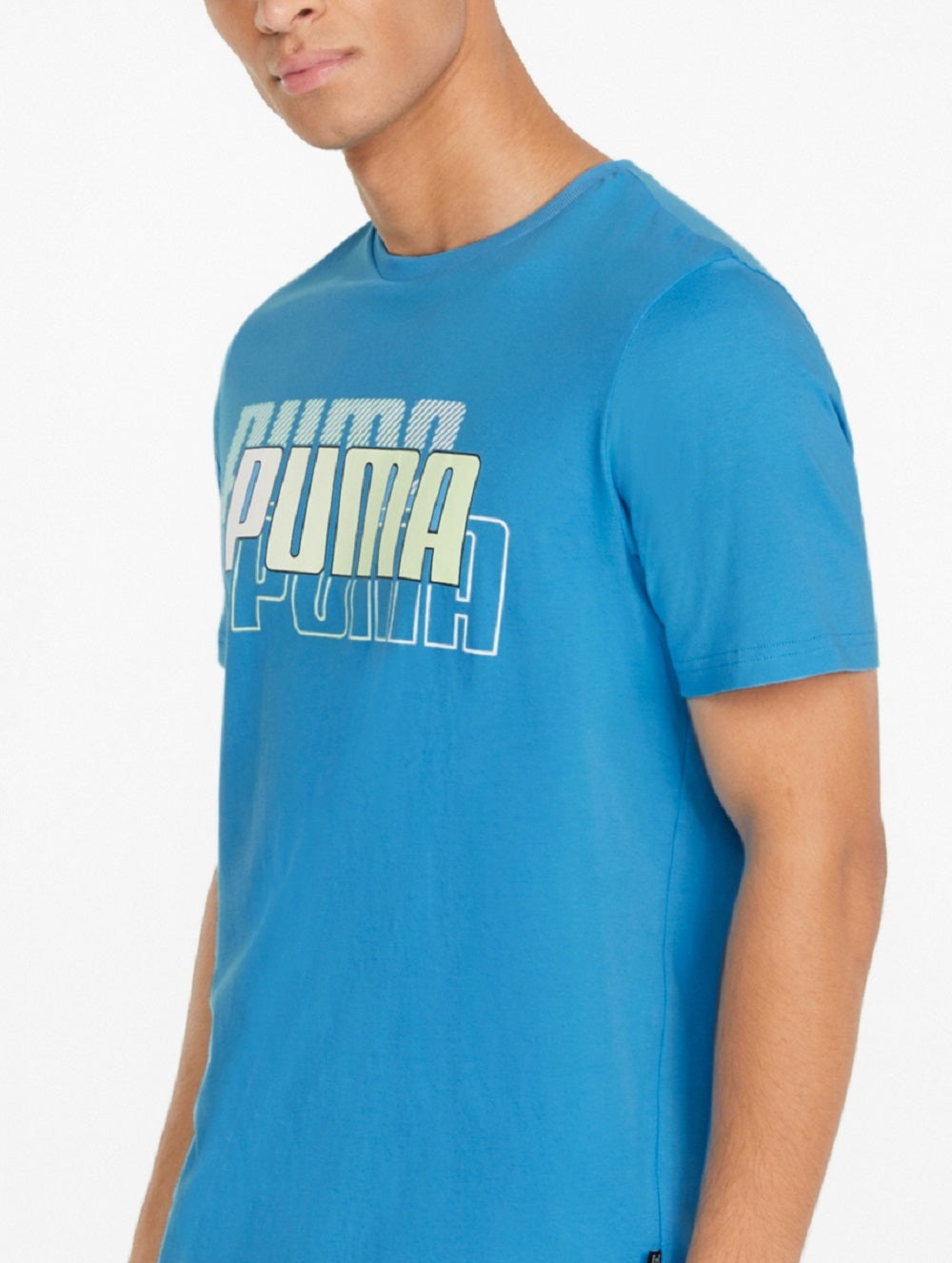 Puma Men's Triple Logo T-Shirt Blue Size Small