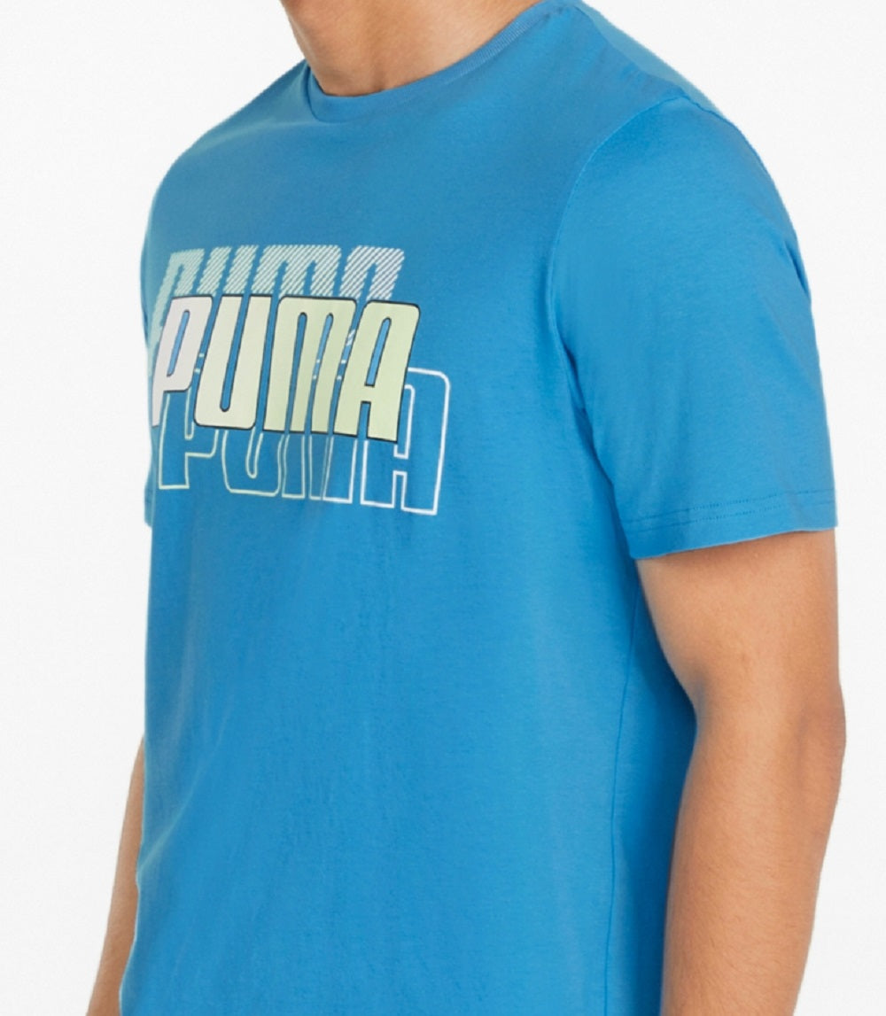 Puma Men's Triple Logo T-Shirt Blue Size XX-Large