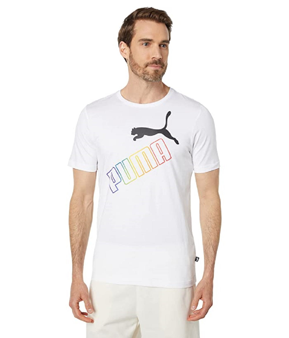 Puma Men's Rainbow T-Shirt White Size Medium