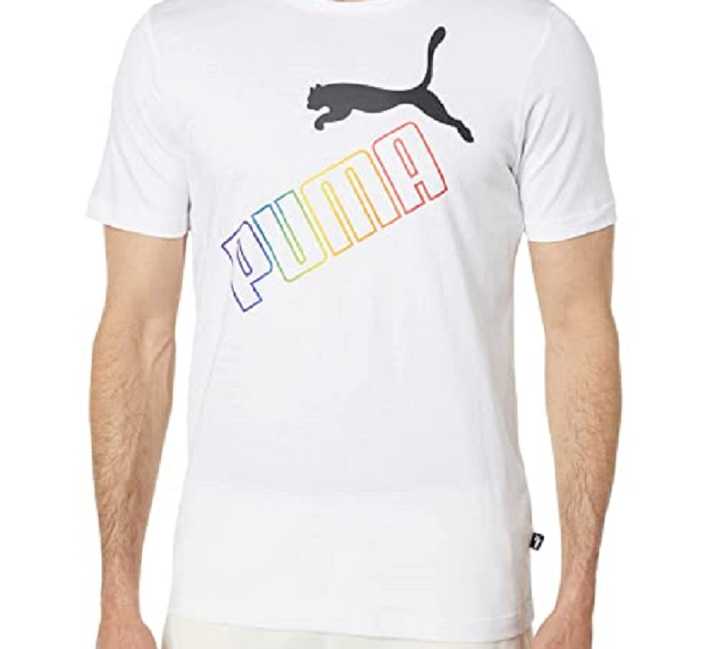 Puma Men's Rainbow T-Shirt White Size Medium