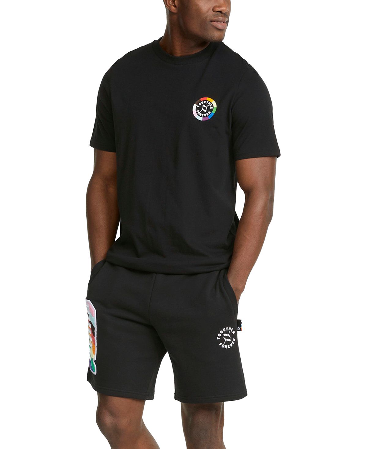 Puma Men's Pride Regular Fit 8 French Terry Shorts Black Size Medium