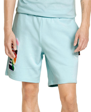 Puma Men's Pride Regular Fit Tufted Chenille Logo French Terry Shorts Blue Size Small