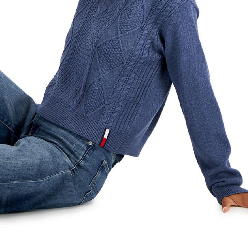 Tommy Jeans Women's Cable Knit Sweater Blue Size X-Large