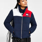 Tommy Jeans Women's Colorblocked Puffer Jacket Blue Size Large