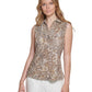 Tommy Hilfiger Women's Printed Sleeveless Top Brown Size X-Small