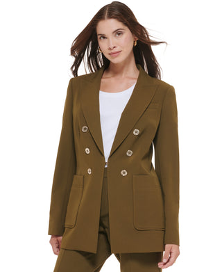 Tommy Hilfiger Women's Double Breasted Blazer Green Size 0
