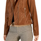 Tommy Hilfiger Women's Faux Leather Moto Jacket Brown Size X Large