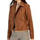 Tommy Hilfiger Women's Faux Leather Moto Jacket Brown Size Large