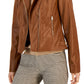 Tommy Hilfiger Women's Faux Leather Moto Jacket Brown Size Large