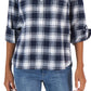 Tommy Hilfiger Women's Patch Pocket 5 Button Top Blue Size Small