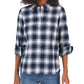 Tommy Hilfiger Women's Patch Pocket 5 Button Top Blue Size Small