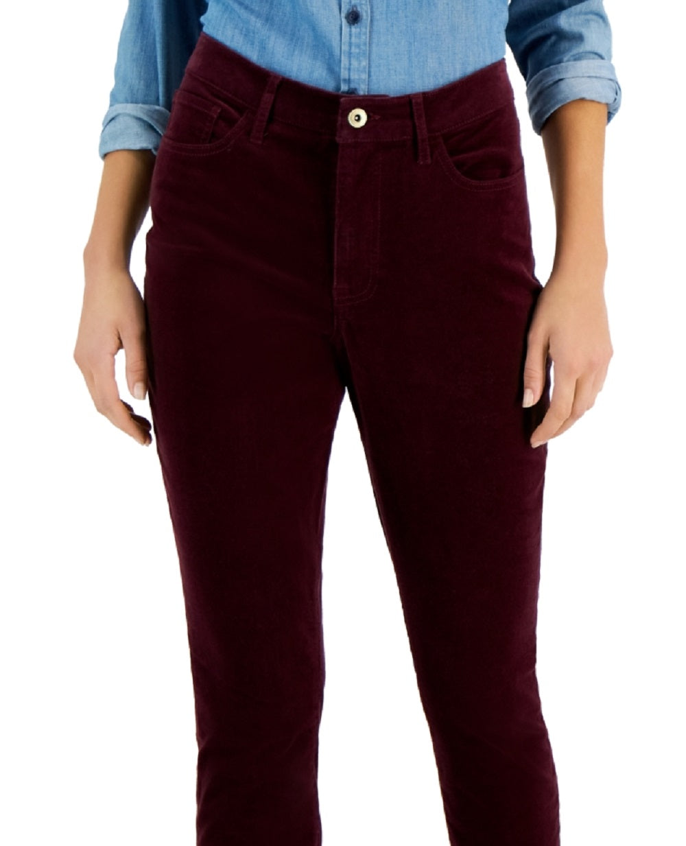 Tommy Hilfiger Women's Corduroy Skinny Ankle Pants Red