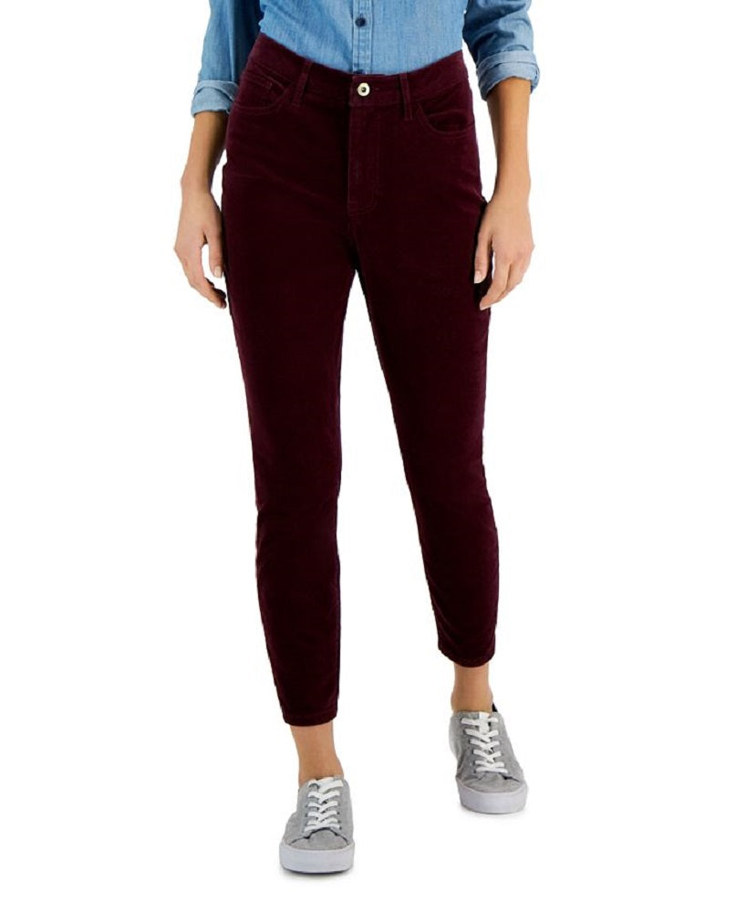 Tommy Hilfiger Women's Corduroy Skinny Ankle Pants Red Size 8
