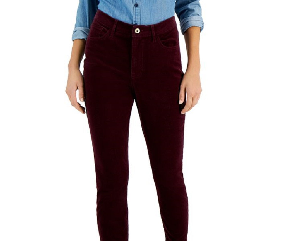 Tommy Hilfiger Women's Corduroy Skinny Ankle Pants Red Size 8