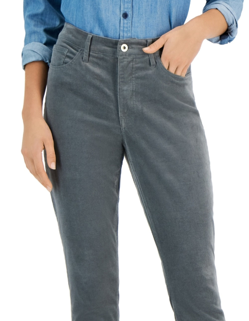 Tommy Hilfiger Women's Corduroy Skinny Ankle Pants Gray Size 12