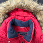Tommy Hilfiger Women's Faux Fur Trim Hooded Puffer Coat Red Size Small