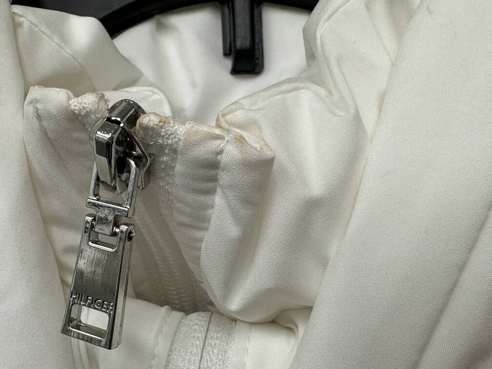 Tommy Hilfiger Women's Belted Faux Fur Trim Hooded Puffer Coat White Size Medium