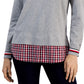 Tommy Hilfiger Women's Cotton Layered Look Sweater Gray