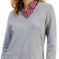 Tommy Hilfiger Women's Cotton Layered Look Sweater Gray
