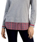Tommy Hilfiger Women's Cotton Layered Look Sweater Gray