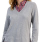 Tommy Hilfiger Women's Cotton Layered Look Sweater Gray