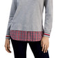 Tommy Hilfiger Women's Cotton Layered Look Sweater Gray